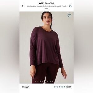 Athleta Long Sleeve Tee XL, Purple With Ease Tee